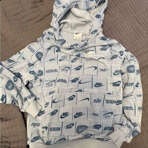 Youth Nike Light Blue and Navy Patterned Hoodie